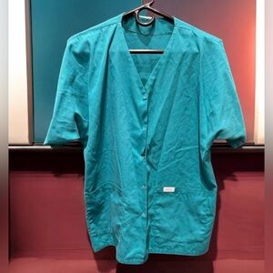 Landau Teal Button Down scrub cover XL 24in pit to pit 28in length